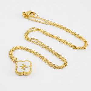 Mujeres trébol Zodiaco astrología signo colgante collar 18K Pvd Acero inoxidable Shell 12 Constelaciones collares horóscopo joyería - Product Image 3