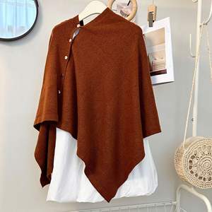 Lüks giyilebilir şal eşarp kış sıcak asimetrik battaniye Wrap 2 in 1 moda panço boyun isıtıcı yumuşak ekose pelerin - Product Image 5