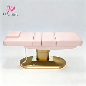 Lit de massage électrique réglable de luxe rose pour salon de beauté, base en métal doré, avec chauffage, adapté aux spas et salons de beauté - Product Image 4