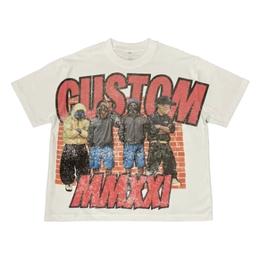 Oversized <b>Grunge</b> Cropped <b>T</b>-<b>Shirt</b> Washed Distressed Destroyed Streetwear Wholesale Men's Tee - Product Image 1