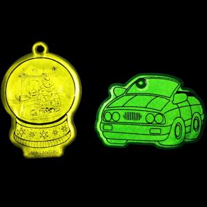 Nastro riflettente in <span class=keywords><strong>Pvc</strong></span> di alta qualità materiale riflettente verde logo dei cartoni animati bagliore nel buio personalizzato di fabbrica - Product Image 5