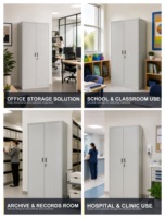 Armoire de rangement en acier à double porte avec 2 tiroirs intérieurs verrouillables, armoire de classement de bureau haute, acier laminé à froid avec revêtement en poudre