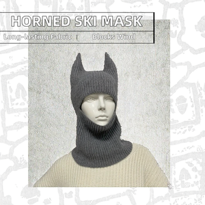 Bonnet tricoté créatif avec cornes amusantes, masque de ski intégral chaud, cagoule coupe-vent pour hommes et femmes - pour le sport - Product Image 2