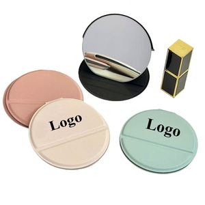 Custom logo Printed Travel Portable Pu Leather <b>Foldable</b> Makeup <b>Mirror</b> Mini Folding Round Compact <b>Mirror</b> - Product Image 1