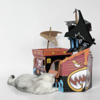 Produits créatifs pour animaux de compagnie, maison pour chats en papier ondulé durable, grattoir pour chats en carton
