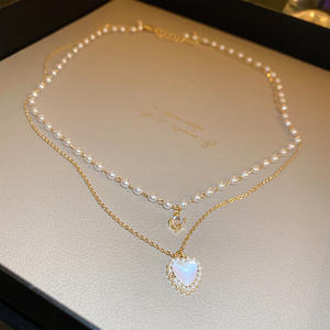 C & J复古Mapei珍珠项链耳环套装宫廷风格宴会水钻短链舞会约会新娘婚礼饰品 - Product Image 2