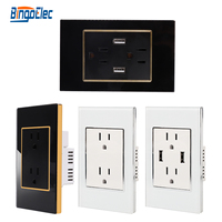 Bingoelec vente en gros 118 pôles Double 3 amélioration de l'habitat alimentation électrique verre mur Schuko prises 2 USB A + A Compatible WIFI