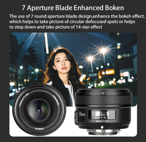 Lente YONGNUO YN50mm 50mm F/1.8 para Nikon con Montura F, Lente de Fotograma Completo AF MF, Lente Principal Estándar para Cámaras DSLR Nikon D3000, <span class=keywords><strong>D3500</strong></span>, D5000 - Product Image 6