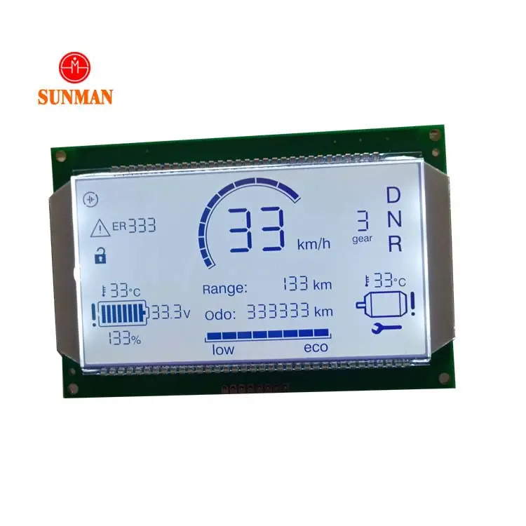 Tela lcd monocromática, 7 segmento 23 dígitos alphanumeric lcd com conector à prova d' água de 18 pinos