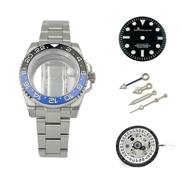 40mm Stainless Steel Watch case Adjustable Buckle with Dial and Four Watch Hand Blue Luminous Original NH34 Movement