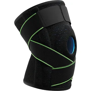 Quality Cycling pole dance orthopedic Knee Pads With Elastic Straps Silicone Compression Knitting Knee Brace