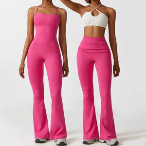 Pantalon de yoga évasé taille haute, design unique, séchage rapide, combinaison de sport et fitness avec leggings évasés, port bidirectionnel - Product Image 1