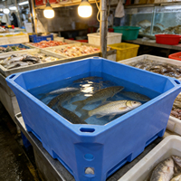 Bac à poisson rotomoulé robuste de 460L, 660L, 1000L en LLDPE à double paroi isolé pour le transport et le traitement du poisson