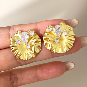 Pendientes de Mariposa y Flores de Diseño Mixto, de Latón con Baño de Oro de 18K, con Circonitas Cúbicas, Joyería de Moda al por Mayor para Mujer - Product Image 4