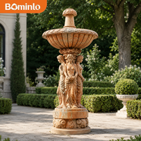 Fontaine Sculptée en Marbre pour Femme, 3 Niveaux, Sculptée à la Main, pour Jardin Extérieur, Décoration de Villa, Hôtel, Cour