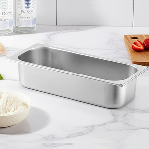 Tùy Chỉnh 5 Lít Hình Chữ Nhật 360X165X120 Hiển Thị <span class=keywords><strong>Ice</strong></span> <span class=keywords><strong>Cream</strong></span> Khay Container Ống Kim Loại Thép Không Gỉ 1/3 Gelato Pan Với Nắp - Product Image 2