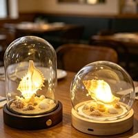 Veilleuse Épine de Mer avec Interrupteur Latéral, Guirlande Lumineuse LED USB, Support en Bambou, Boucle à Clip EVA, Fleurs Séchées Préservées, Cadeau d'Anniversaire