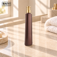 Bouteille pompe à savon liquide conique 400 ml, distributeur doré, bouteilles en plastique PE marron mat, soins personnels, emballage personnalisé, col à vis