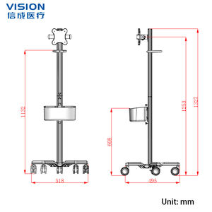 맞춤형 다기능 의료 환자 모니터 트롤리 병원 비상 알루미늄 합금 트롤리 (5 개 캐스터 포함) - Product Image 6