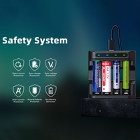 Chargeur rapide Type-C QC3.0 10W 2A certifié CE/FCC/ROHS avec indicateurs LED et protections multiples, pour 4 piles AA 1.5V 3300mAh