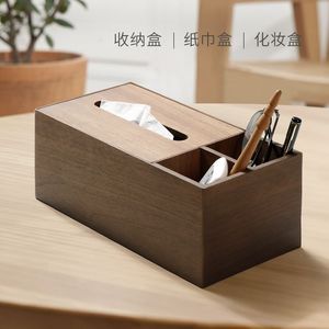 Caja de pañuelos de madera con compartimento de almacenamiento, diseño moderno para sala de estar, escritorio, coche, baño - Product Image 4