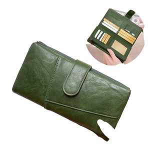 2026 Fashionable Retro Women's PU <b>Clutch</b> Wallet Polyester Large Capacity Double Zipper Card Holder Blocking Three Fold Buckle - Product Image 4