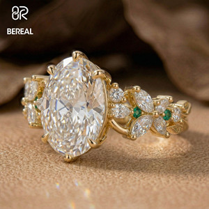 IGI Certified Vvs Lab Grown Diamond Engagement <b>Ring</b> Custom 925 <b>Silver</b> Lab Created Diamond Side Stones <b>Ring</b> Women Fine Jewelry - Product Image 2