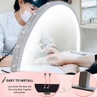 Lampe de Table LED Demi-Lune Professionnelle Grande Super Lumineuse pour Ongles avec Support Téléphone Parfaite pour les Prothésistes Ongulaires
