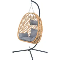 EortheX Modern Asma Yumurta Koltuk, Minderli Rattan Salıncak Koltuk, Veranda, Spor Salonu, Park, Balkon için Standlı