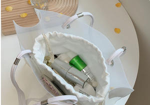 Mode grand sac fourre-tout en PVC Transparent multicolore Ins Style sac à main cadeau sac à provisions en plastique avec Logo et dire quelques mots - Product Image 3