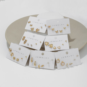 ZUOLA Set di 6 <span class=keywords><strong>Orecchini</strong></span> in <span class=keywords><strong>Argento</strong></span> S925 con Cuore e Occhio di <span class=keywords><strong>Gatto</strong></span>, Placcati in Oro 18K, Gioielli Geometrici Atmosferici per Donne - Product Image 3