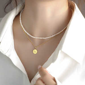 Collier pour femme d'été haut de gamme à double rangée de perles de riz fines, style luxe léger, perles WENCHI - Product Image 1