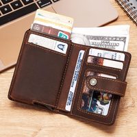Dompet Pria Grosir Pabrik, Model Retro Sederhana, Portabel, Kapasitas Besar, Banyak Slot Kartu, Tempat Koin, Penutup Kancing