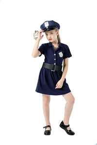 Drop Ship gat Black Sheriff Performance d'asilo Cosplay Stage Costume Polic E uniforme per bambini - Product Image 5
