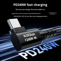 Cable de Datos Tipo-C Multifunción USB 3.2 Gen 2 PD 240W Carga Rápida, Revestimiento de Níquel, Aleación de Aluminio, Cable de Video para Monitor y Disco Duro