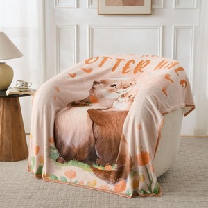 Manta de Felpa con Estampado de Nutrias Personalizada, Estilo Pastoral, Decoración para el Hogar, Cálida y Acogedora, para las Cuatro Estaciones - Product Image 5