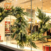 Guirlande de Noël pré-éclairée en pin floqué avec lumières LED, flexible, verdure enneigée, imperméable, pour extérieur, porche, rampe d'escalier