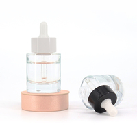 Bouteilles en verre à fond épais d'apparence délicate 30Ml 50Ml Essence de soins de la peau à épaule plate bouteilles cylindriques d'huile essentielle transparentes compte-gouttes
