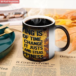 Mug en céramique noir givré de 11 oz, changeant de couleur à la chaleur, pour les boissons quotidiennes, utilisation dans le salon - Product Image 5