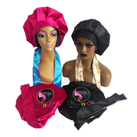 Bonnet en Soie Double Couche Personnalisable avec Bande de Contrôle des Bords et Attache Extra Large pour Perruque