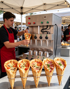 Macchina Elettrica Professionale per Coni Pizza in Acciaio Inox con 4 Stampi per Negozi di Snack - Product Image 3