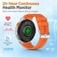 Montre connectée avec batterie 730 mAh, OEM ODM K66, avec lampe torche LED, grand écran de 1,85 pouce, appel Bluetooth, montre connectée pour hommes
