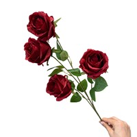 Künstliche Seidenrosen Diana Rose Vier-Knospen-Sträuße Schneeberg-Design für Hochzeitsdekoration Herkunft China Gemusterte Prägung