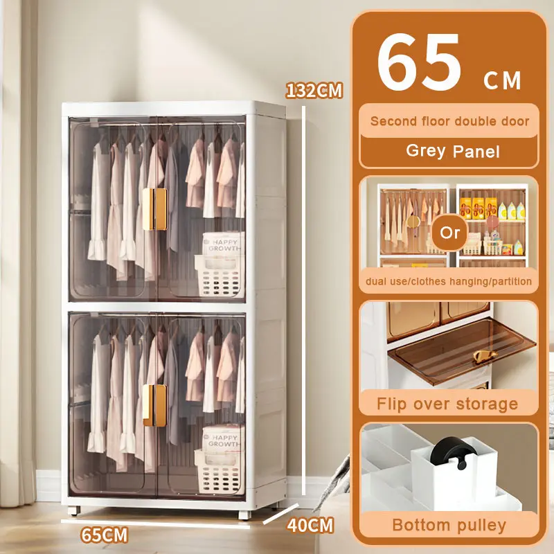 Đồ lặt vặt cuốn sách Snack Closet Organizer rõ ràng quần áo lưu trữ tủ nhựa tủ quần áo với bánh xe