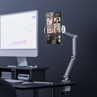 Support de bureau Boneruy H01P avec base rotative à 360 bras long support de moniteur portable magnétique support de tablette adapté aux onglets Ipad Iphone