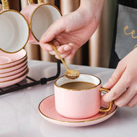 8 tasses à café pour thé, ensemble de 3 pièces de 250ml, tasse à café en céramique plaquée or