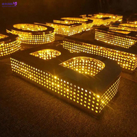 Enseigne LED matricielle de haute qualité en acier inoxydable perforé, signalétique lumineuse pour magasin, hôtel, restaurant, plaque nominative d'entreprise