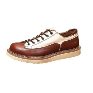 2026 New Style Men's <b>Spring</b> Leather Shoes - High-Taste Fashion Two-Tone Full-Grain Leather Casual Work <b>Boots</b> for Wholesale - Product Image 6