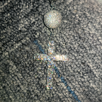 Passe diamant testeur D couleur VVS Moissanite chapelet diamant 925 argent glacé vierge marie 15mm chaîne à billes avec pendentif croix