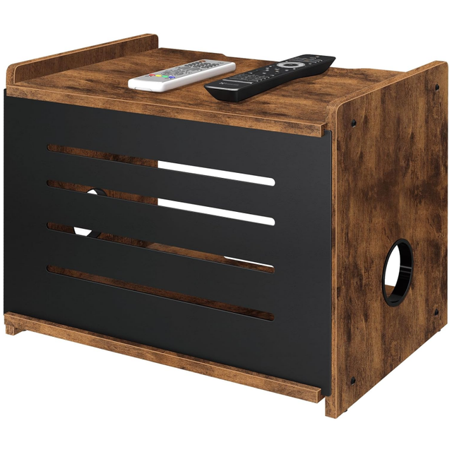 Rustic Brown Router Shelf Wood Wifi Box Hider Storage Box Power Strip Cable Management Hider Rack Routers Cover Organizer